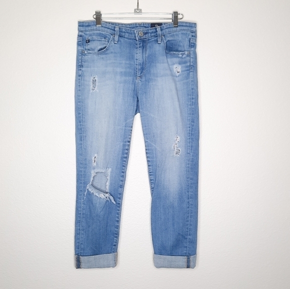 AG Adriano Goldschmied Stevie Destroyed Slim Straight Ankle Jeans 29R - Picture 1 of 9